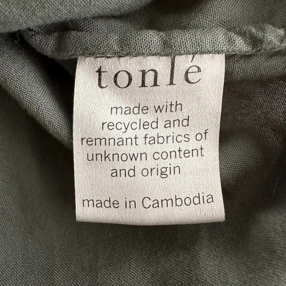 Tonle Recycled Material Lightweight V Neck Pockets Sleeveless Olive Dress XXL 2X - Picture 5 of 8